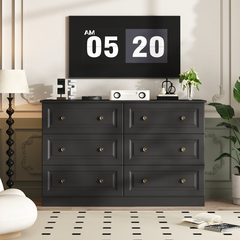 Commode double 47 tiroirs l 47,2 po, Noir