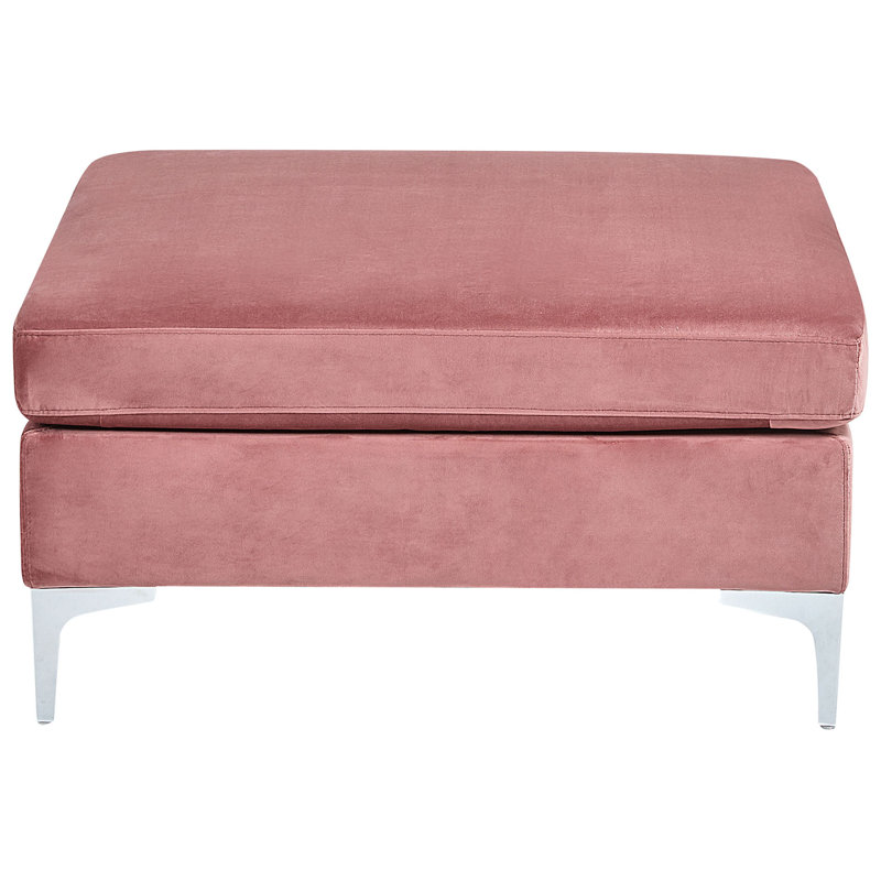 Millings 85cm Wide Velvet Square Solid Colour Footstool Ottoman, Pink