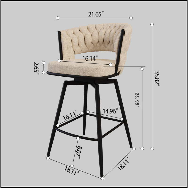 Tabourets de comptoir Gunnar, Blanc, Tabouret de comptoir (siège d'une hauteur de 25,9