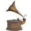 Gramophone en cuivre Frants Wooden Antique Music avec base en bois brun