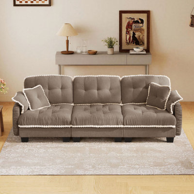 Chenille Cloud Sectional Sofa with 4 Pillows