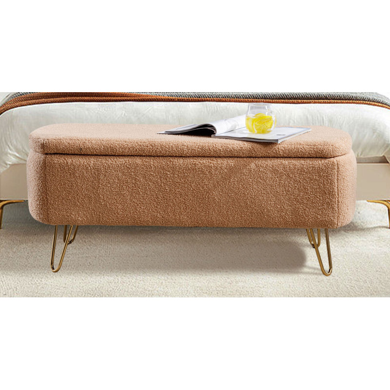 Lemmonds Storage Bench, Camel Fax Fur