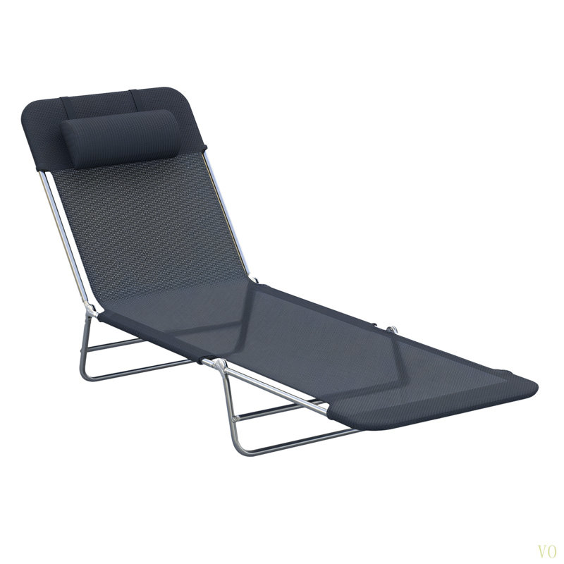 Sun Lounger Folding Chaise Lounge Pool Chairs, Black