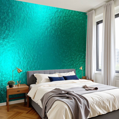 Papier peint adhésif 3D bleu sarcelle effet scintillant turquoise Marbre de couleur cyan Murales bleu-vert H 100 po x l 144 po Papier mural amovible en PVC auto-adhésif pour le salon de la chambre Bureau à domicile
