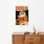 Affiche murale vintage représentant un hibou sage lisant un livre, style rétro, architecture de forêt.-128207379