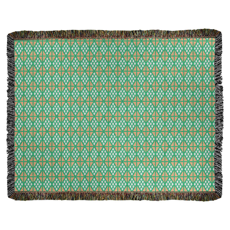 Couverture tissée Katelyn Elizabeth, l 60 po x L 80 po, Vert / Orange