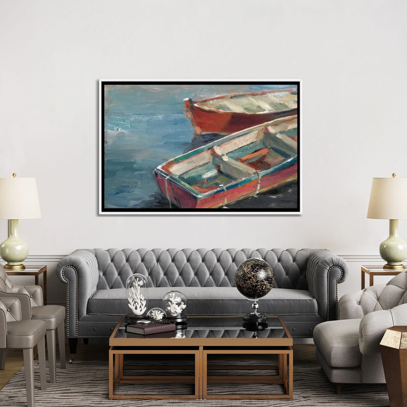 «By the Lake I», reproduction sur toile, H 40 po x l 60 po x P 1,5 po, Cadre blanc, Pas de tapis
