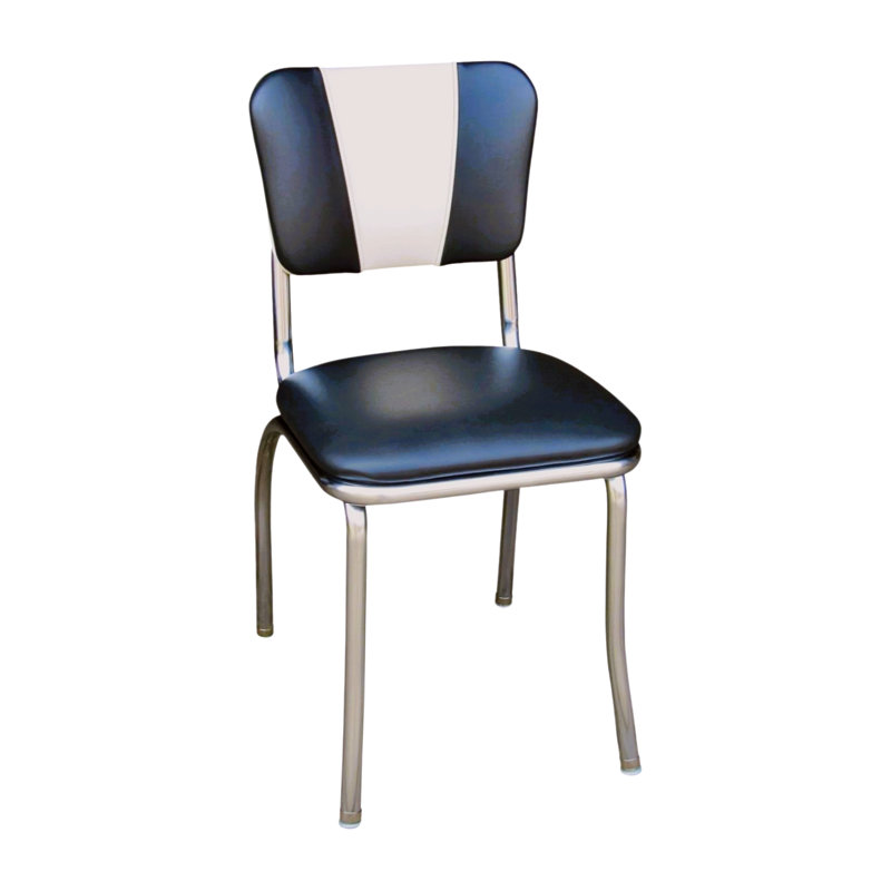 Retro Home Upholstered 'V' Back Dining Chair, Black