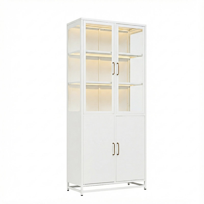 Vitrine avec portes en verre, White