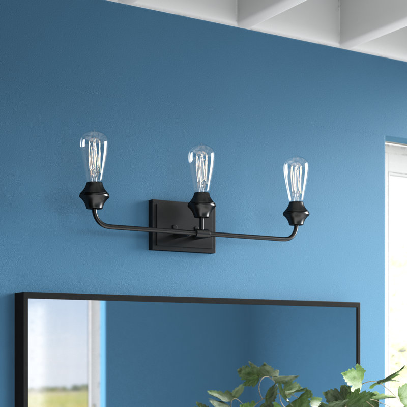 Éclairage pour meuble-lavabo à intensité variable Alessandra, Noir mat, 3, Pas d'ombre