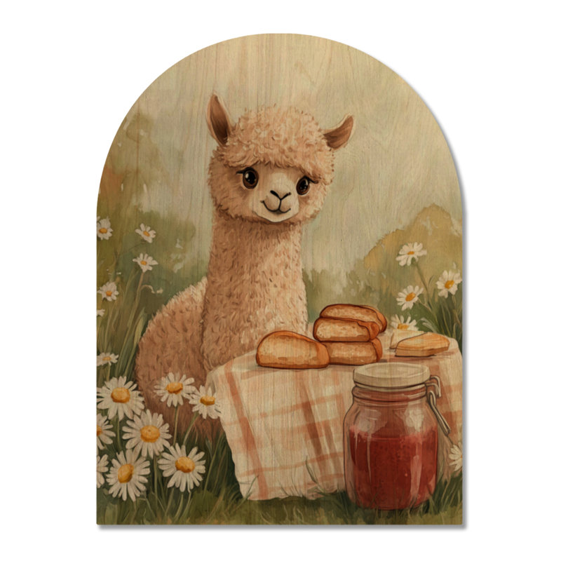 Confiture de pique-nique dans le pré - Décoration murale en bois arqué Alpaca, H 32 po x l 24 po, Arche