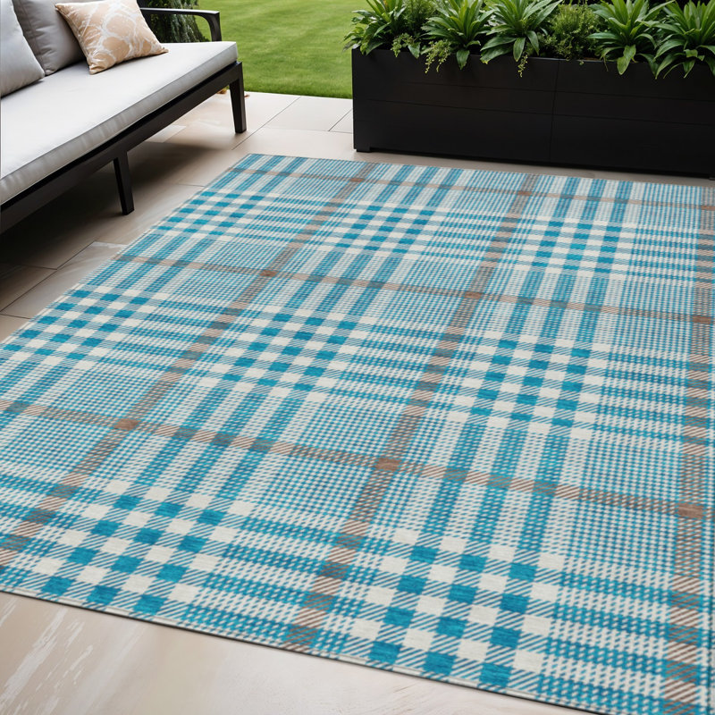 Tapis bleu sarcelle lavable d'extérieur 5 pi x 8 pi bleu sarcelle, Rectangle 5' x 8'