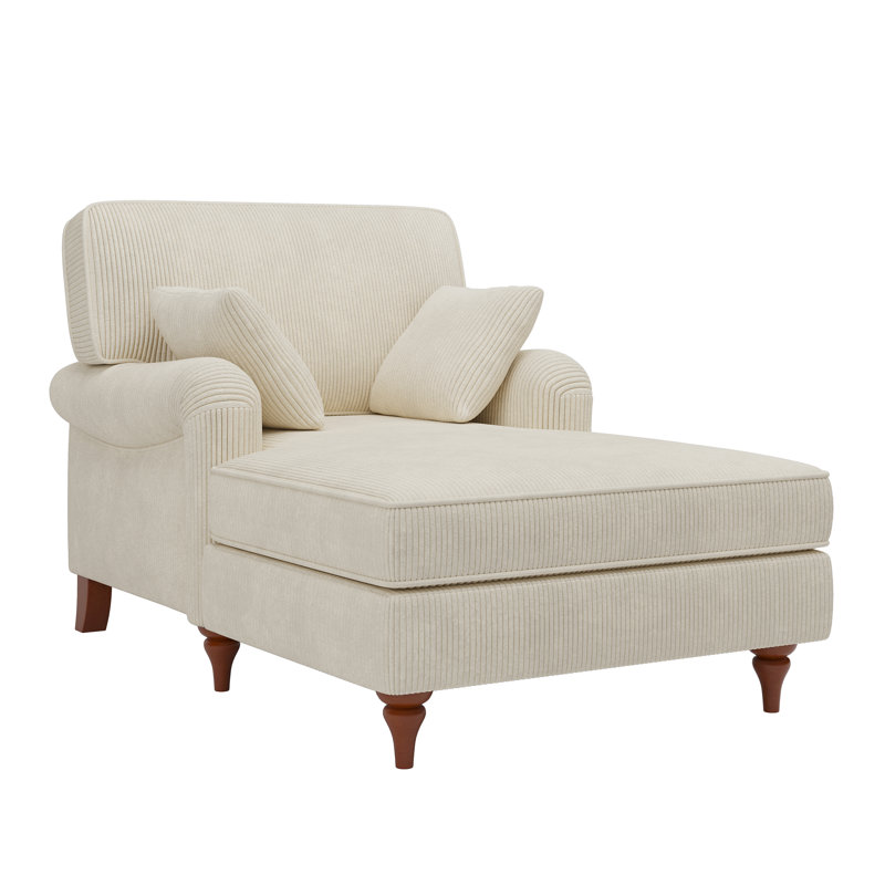 Chaise longue d'intérieur Nelora avec tissu velours côtelé et mousse haute densité