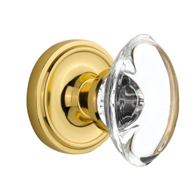 Rosette classique avec poignée de porte ovale en cristal transparent