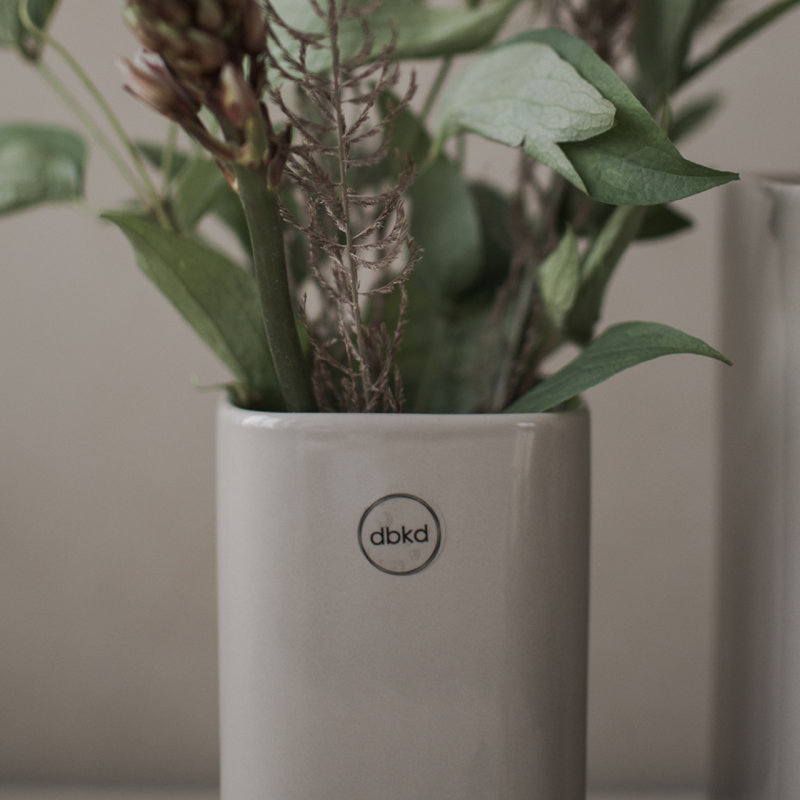 Vase de table en céramique Dan, Grège, H 7,87 po x l 3,15 po x P 3,15 po