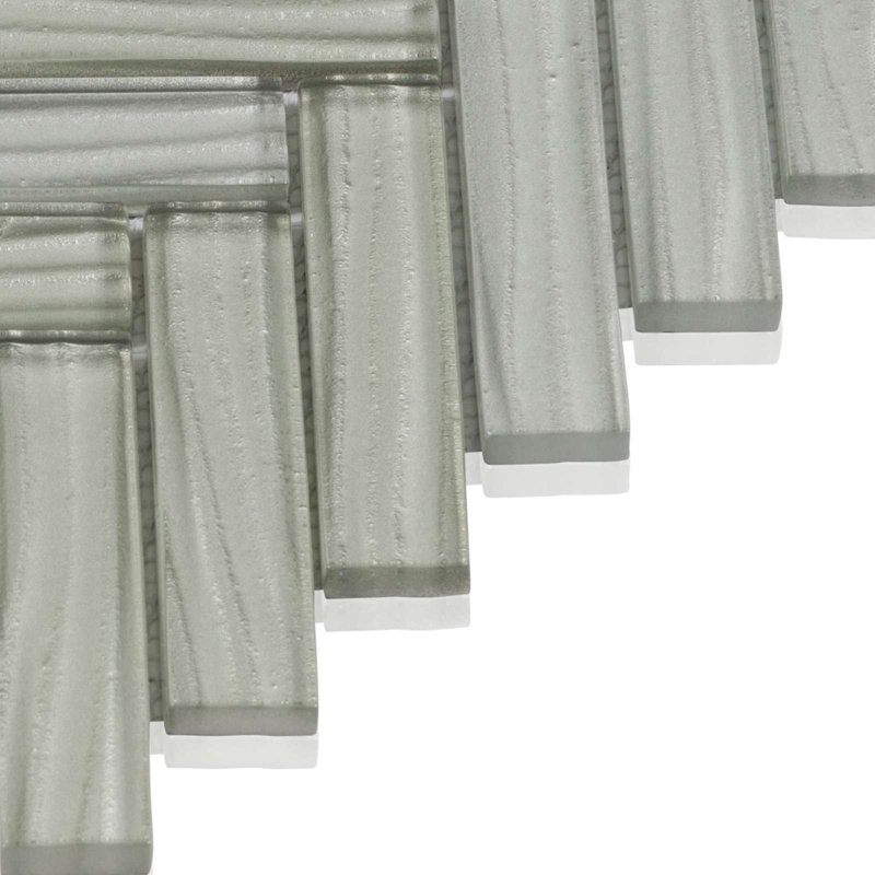 Kanagawa II Smooth Glass Wavy Metallic Mosaic Tile, Gray