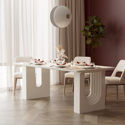 78" Modern Elegant Sintered Stone Rectangular Dining Table — Accommodates More Than 8 People