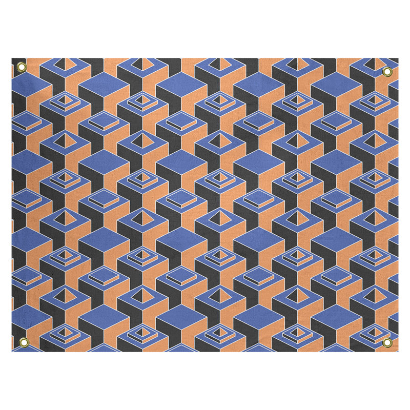 Tapisserie, H 59 po x l 80 po, Bleu/orange