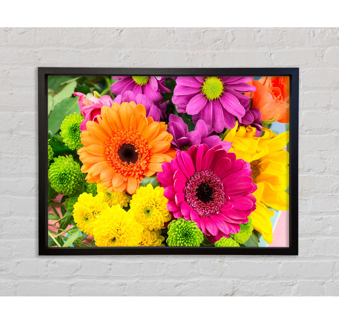 Gerbera Flower Mix - Einzelner Bilderrahmen Kunstdrucke auf Leinwand