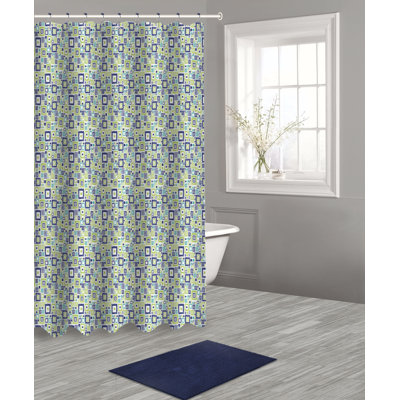 Geometric Shower Curtain with Hooks Included