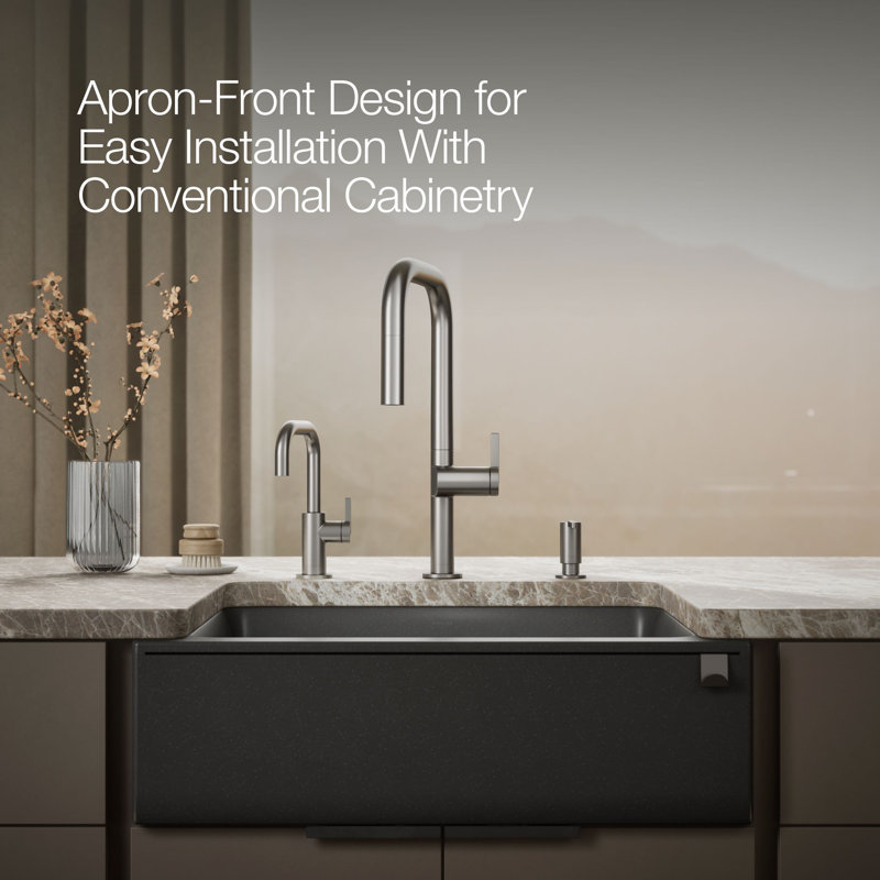 Cairn 29-11/16 In. Undermount Single-Bowl Farmhouse Kitchen Sink, Matte Graphite