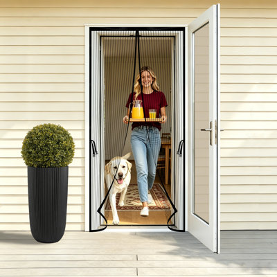 Porte moustiquaire en fibre de polyester magnétique Brosisincorp - s'adapte aux dimensions de porte de 38 po x 82 po - taille d'écran 39 po x 83 po