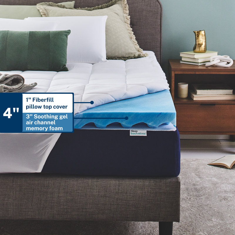 Queen Size Dual Layer Gel Memory Foam Mattress Topper
