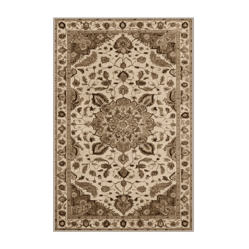 Tapis beige Tabriz lavable à la machine, Rectangle 4pi x 6 pi