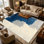 Tapis bleu marine et gris neutre blanc cassé à motif abstrait brossé 1 pièce pour le salon, doux, toutes saisons, facile à entretenir, lavable, adapté à la salle à manger, à la chambre à coucher, au bureau à domicile ...