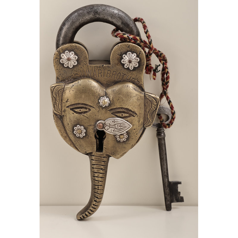 7" Solid Brass Vintage-Style Padlock | Heavy-Duty Handmade Antique Reproduction | Functional Decor Keyed Lock