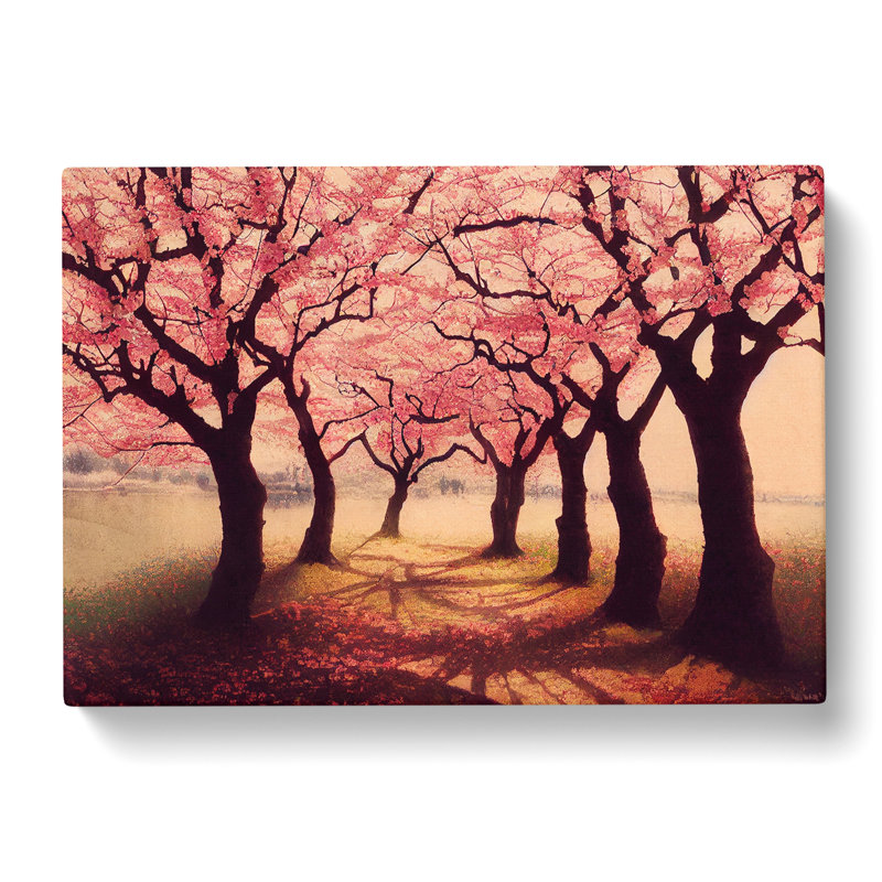 Serene Cherry Blossom Trees - Wrapped Canvas, 40cm H x 60cm W x 3cm D