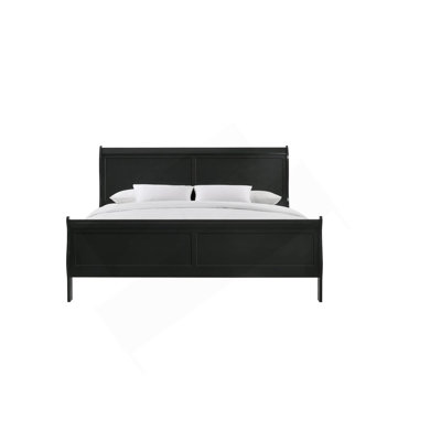 Lit simple en bois massif au fini cerisier brun, avec glissières de tiroir en métal et fond de style répulsif avec pattes de fond