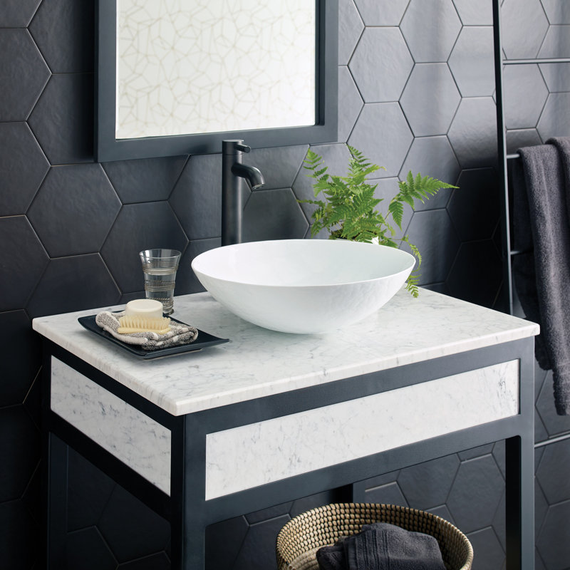 Plateau de meuble-lavabo simple 31 po Carrara, Aucun trou