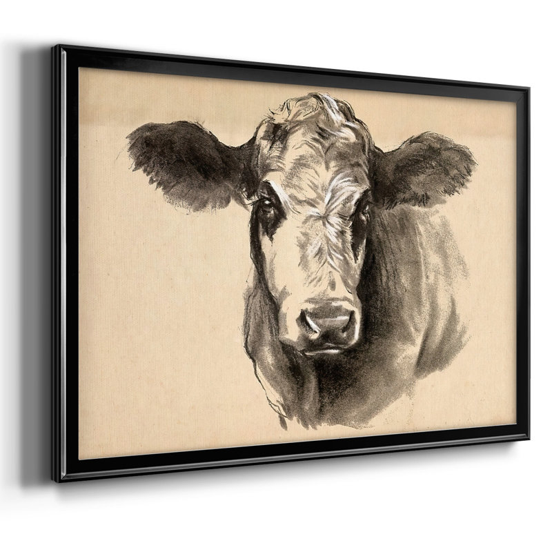 Charcoal Cow I, reproduction d'art sur toile, H 30 po x l 44 po, Noir
