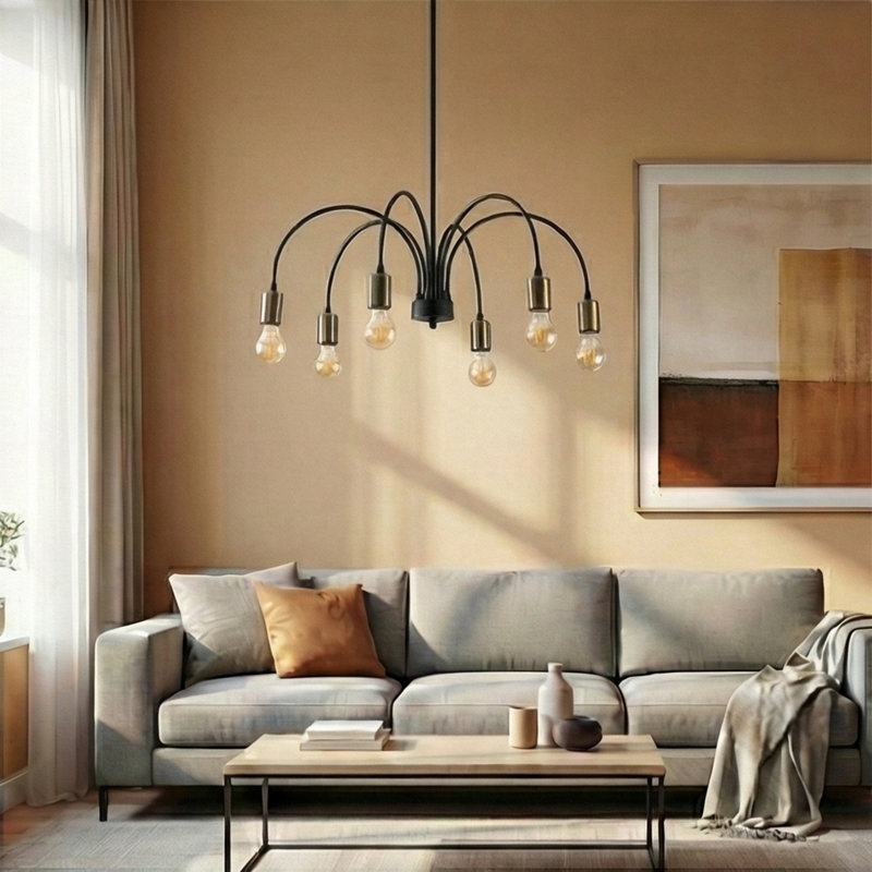 Luminaire suspendu unique à 6 lumières