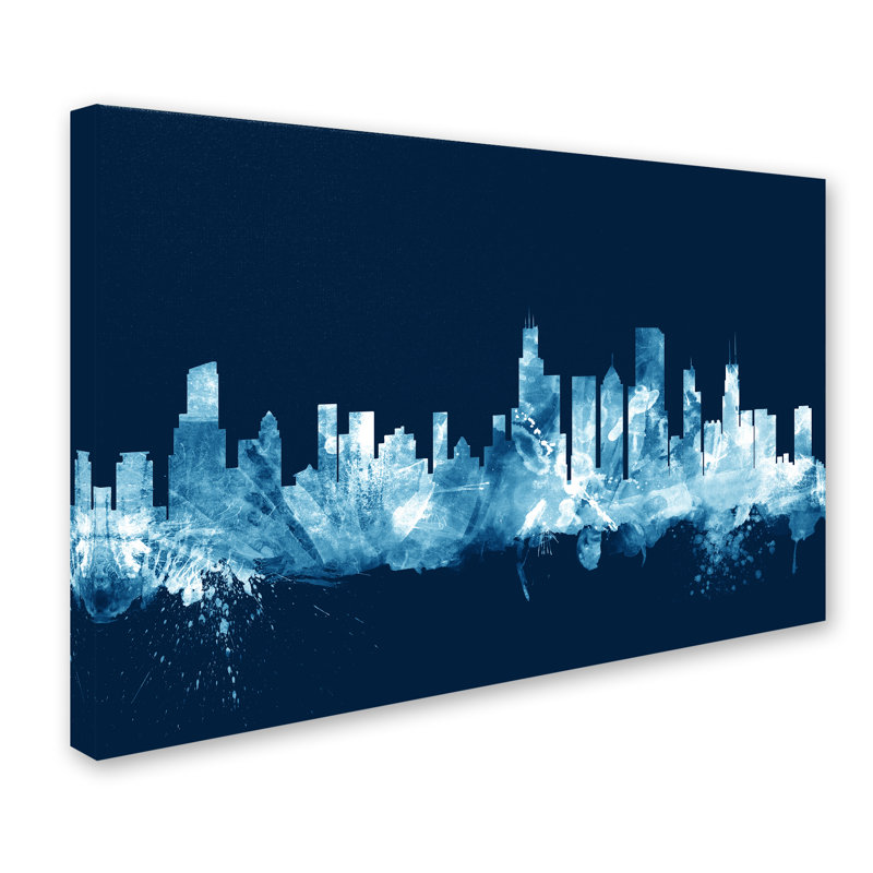 « chicago illinois horizon marine », impression sur toile tendue, H 12 po x l 19 po x P 2 po