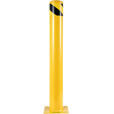 Poteau de sécurité, poteau de poteau, poteau de poteau de sécurité en acier de 4,5 po de diamètre, poteau en acier jaune, poteau de sécurité en acier avec 8 boulons d'ancrage, parfait pour les endroits sensibles au trafic