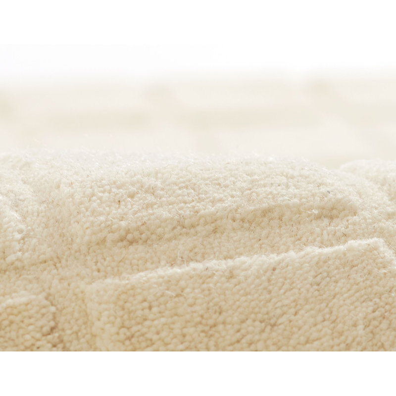 Hand Loomed Ivory Wool Rectangular Area Rug 5' x 8'