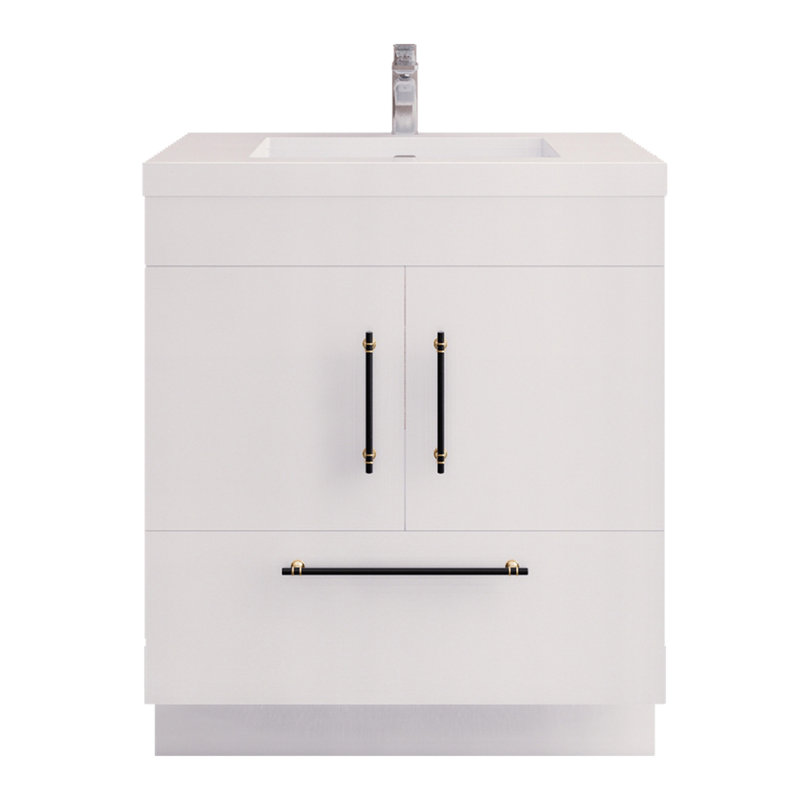 Meuble-lavabo sur pied Maplesville, Blanc