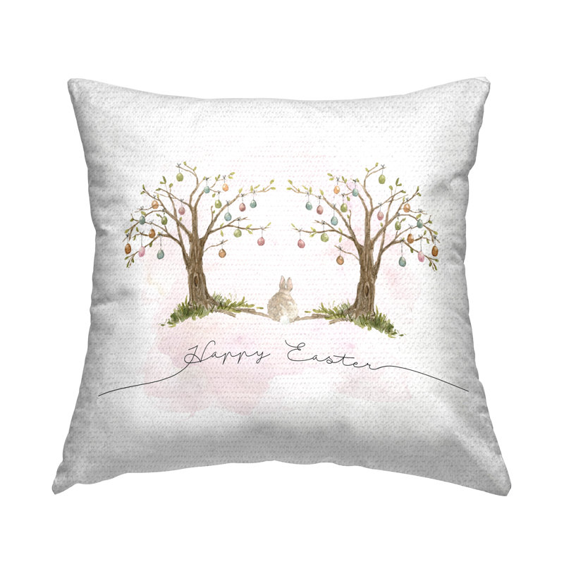 Easter Egg Trees Printed Outdoor Throw Pillow Design by Carol Robinson