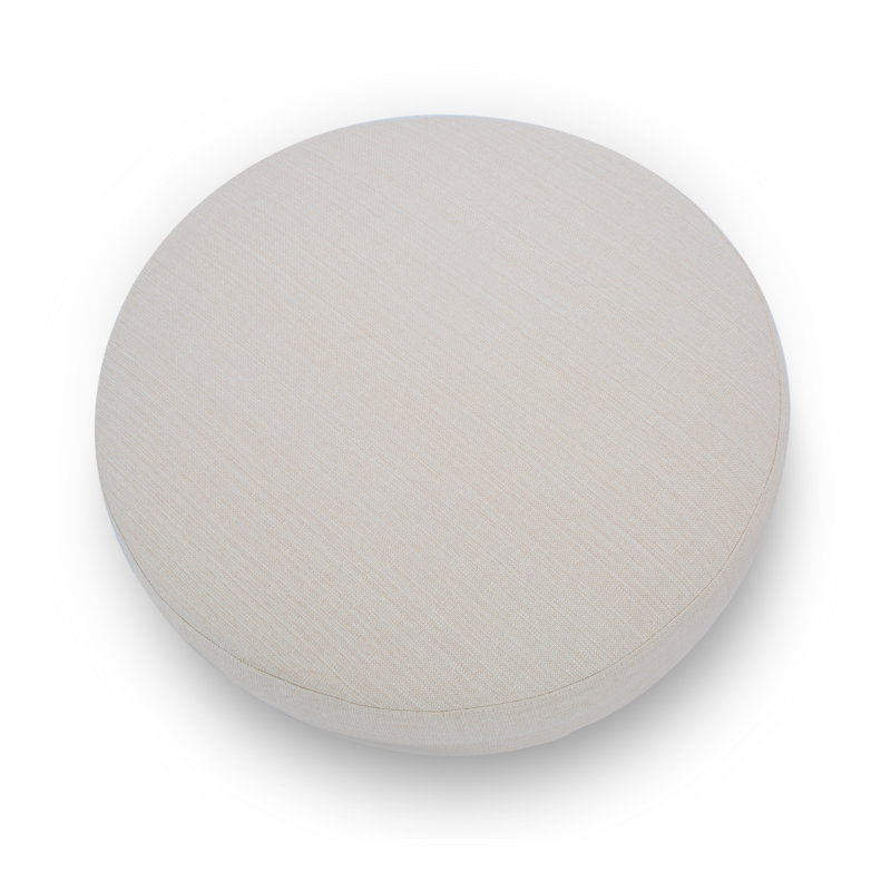 Landen Upholstered Ottoman, Cream Performance Basketweave