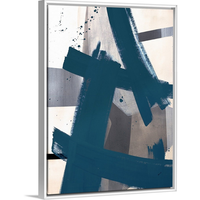 « acceptant le contrôle », peinture sur toile, H 41,7 po x l 31,7 po x P 1,75 po, Cadre flottant blanc