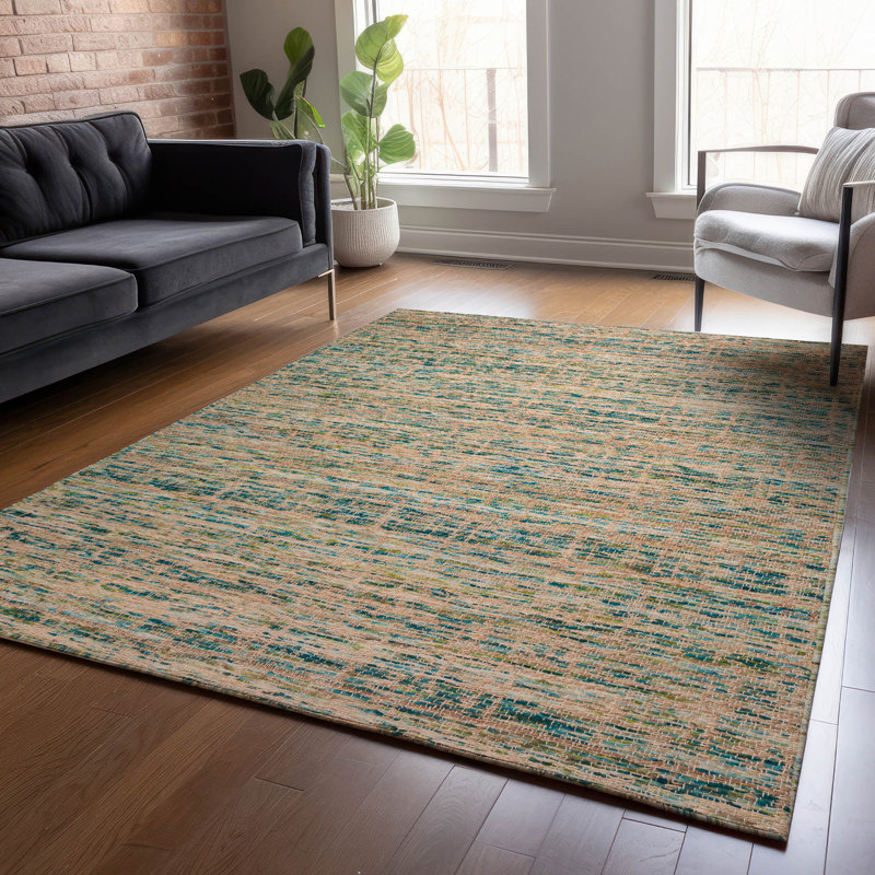 Tapis bleu sarcelle Averymarie SA1, Rectangle 5 pi x 7 pi 6 po