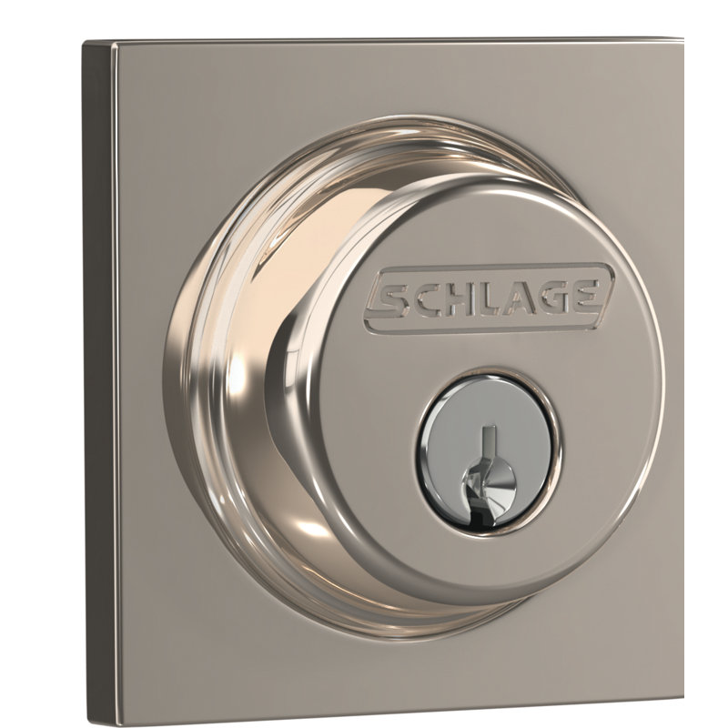 Single Cylinder Deadbolt with Collins Trim, Polished Nickel
