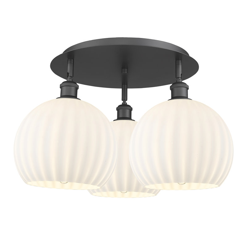 Plafonnier semi-encastré en verre Baxman, Noir mat, H 12,75 po x l 21,75 po x P 21,75 po