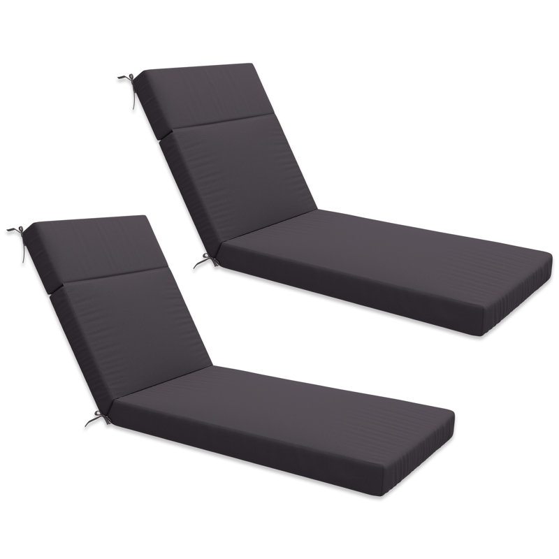 Coussin de chaise longue d'extérieur 2 pièces, 80 po x 26 po x 4 po, 2, 80" W x 26" D, Gris