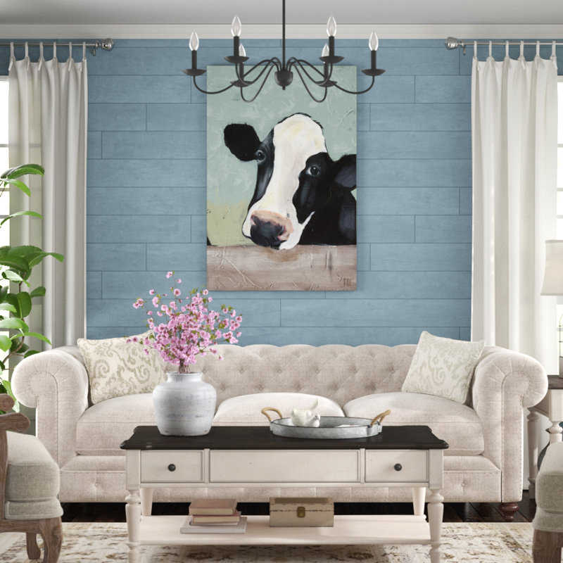 «Holstein Cow III», peinture sur toile, H 48 po x l 32 po, Cadre noir