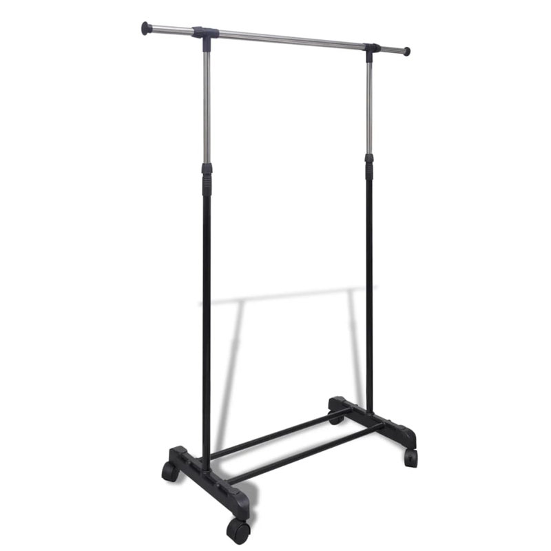 Clothes Rack Silver and Black Stainless Steel with PP Plastic Adjustable Garment Rack