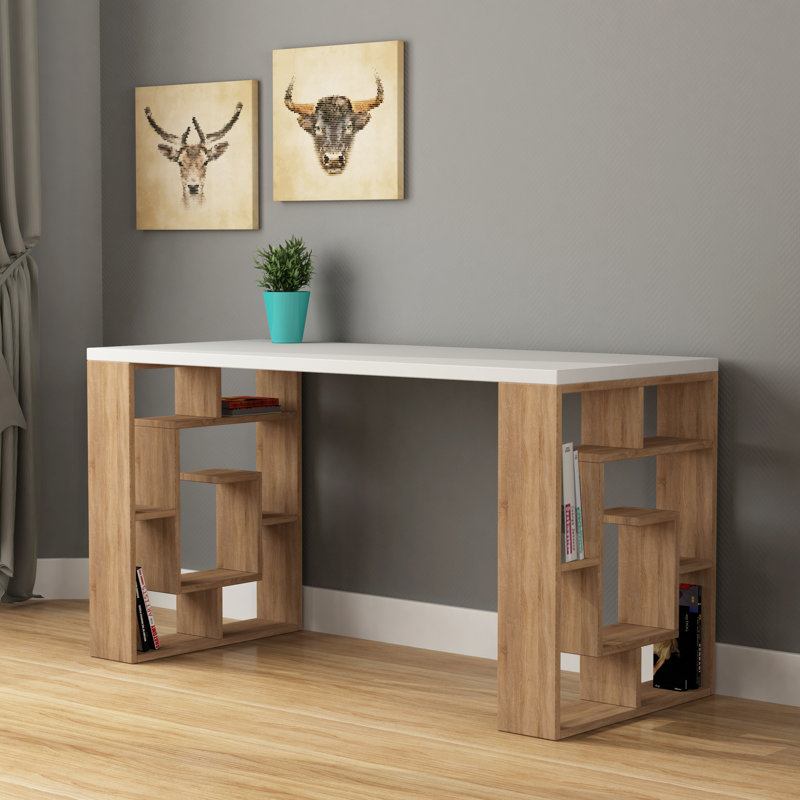 Labirent Writing Desk, White/Oak