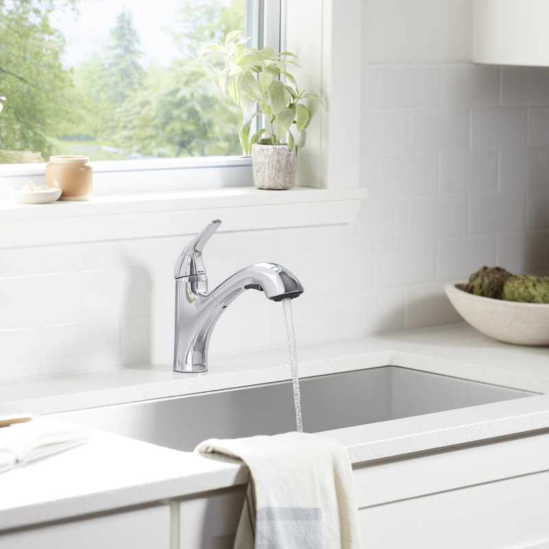 Jolt Single-Handle Pull-Out Kitchen Sink Faucet With Two-Function Sprayhead, Polished Chrome
